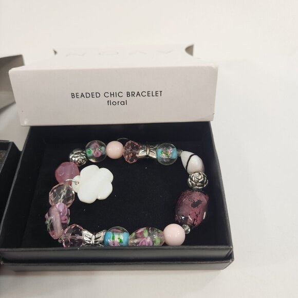 Avon Beaded Bracelet Lot Pink Hope Beaded Chic Garden Floral NEW - Picture 6 of 7